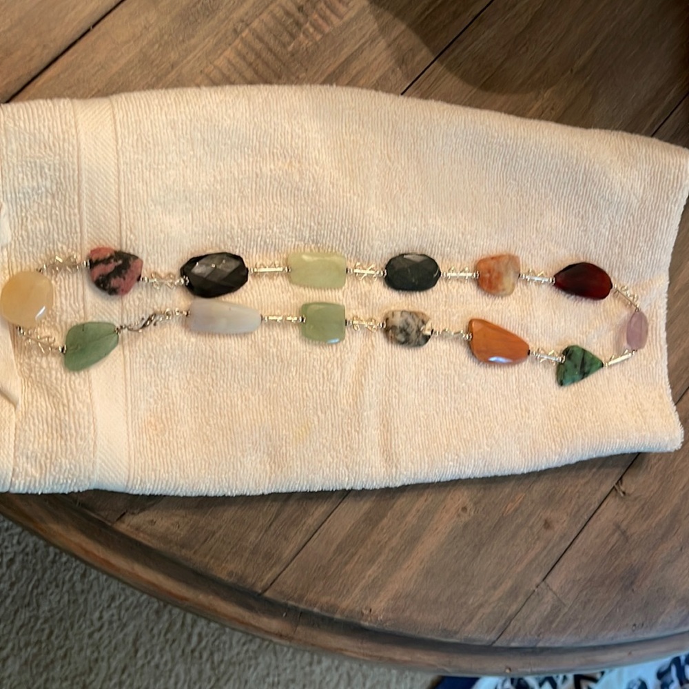 Handmade, sterling Bali silver, multi gemstone necklace